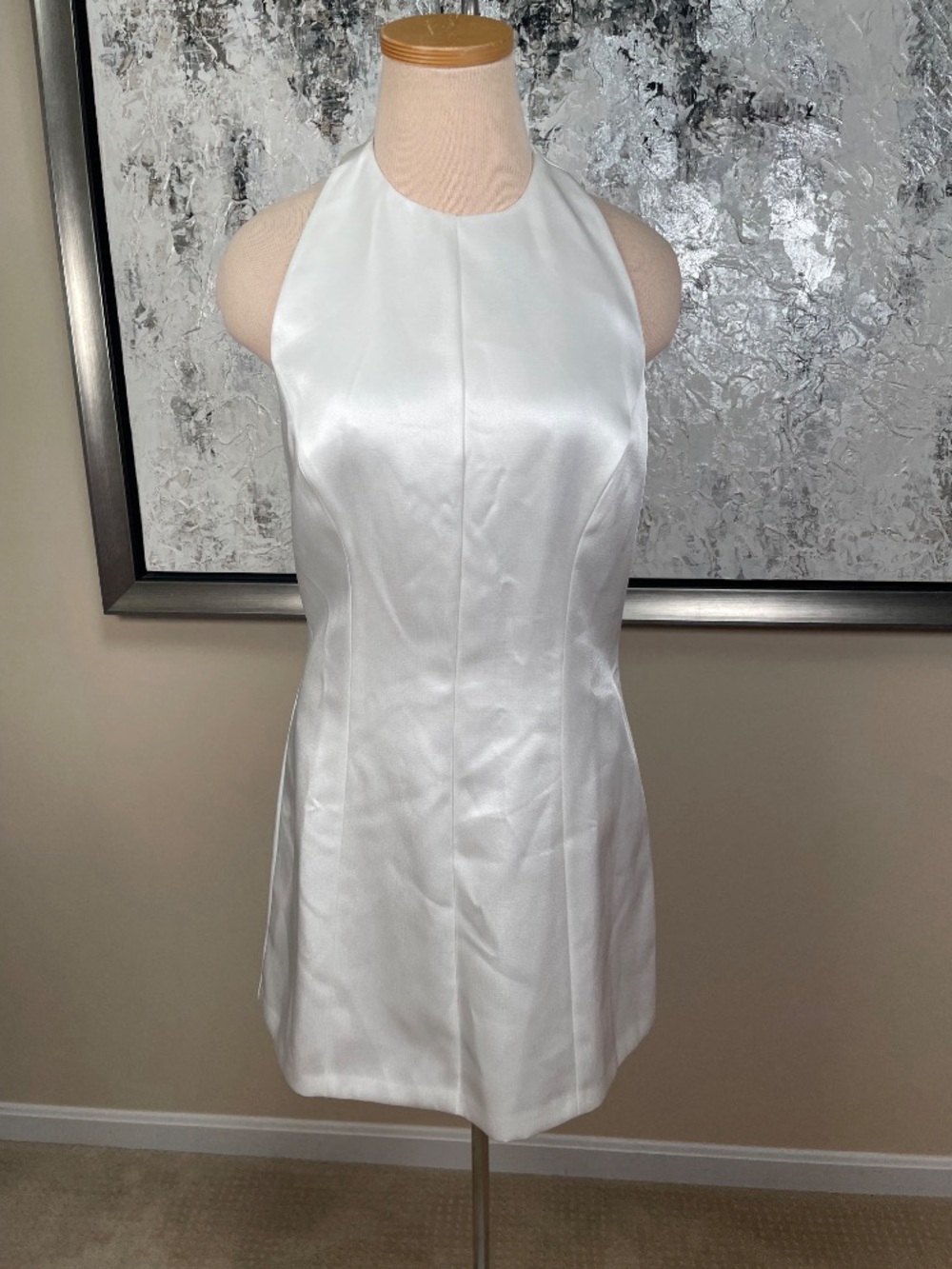 REFORMATION Anakin Satin White Mini Dress Size 8 - Picture 3 of 8